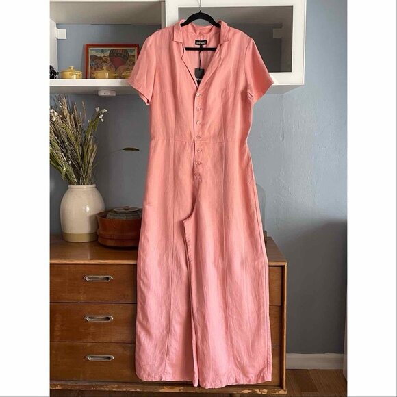 Mixed By Nasrin Pants - Mixed By Nasrin Neptune Linen Wide Leg Jumpsuit Pink